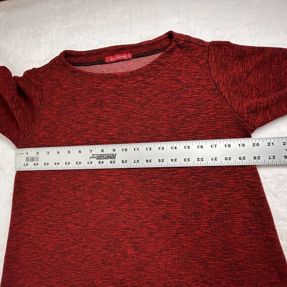 Cut Loose Womens Red Black Textured Long Sleeve Boat Neck Top Size Medium Casual - Picture 7 of 8